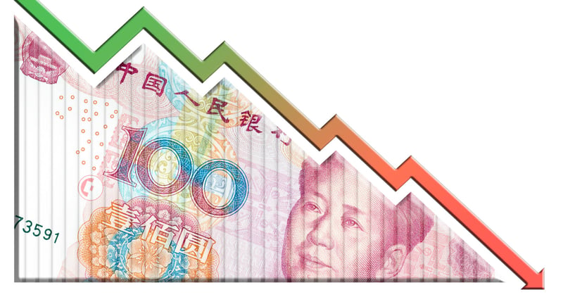 Ren Min Bi Chinese currency falling in value