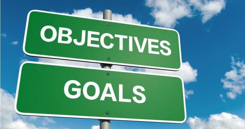 Sign saying objectives and goals 